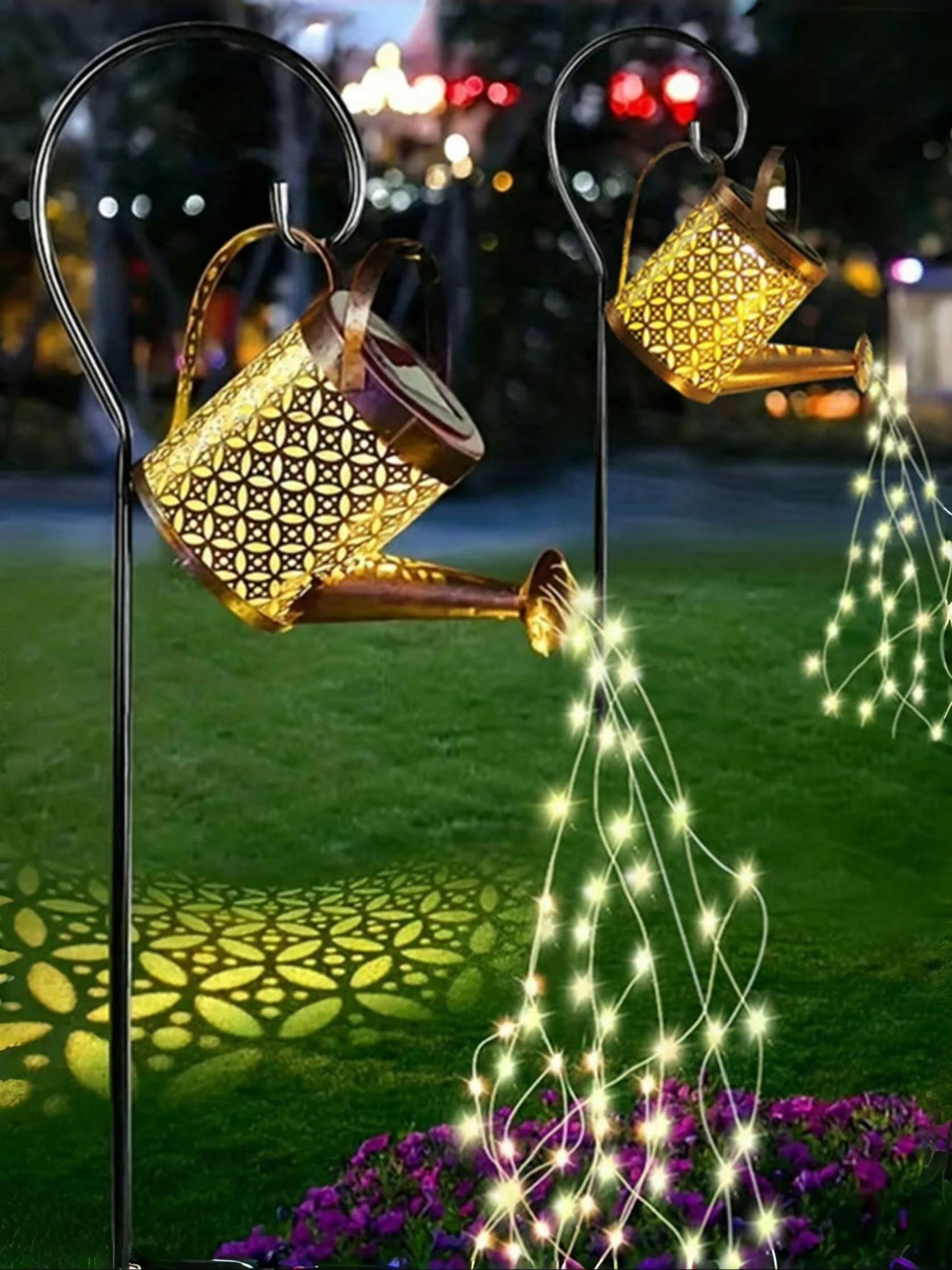 Solar Watering Can Light  Waterproof Hanging Garden Lantern With Fairy LED Cascade 7