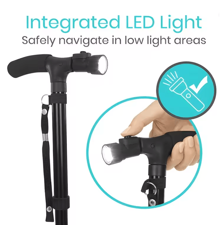 Collapsible LED Walking Cane With AntiSlip Base 1