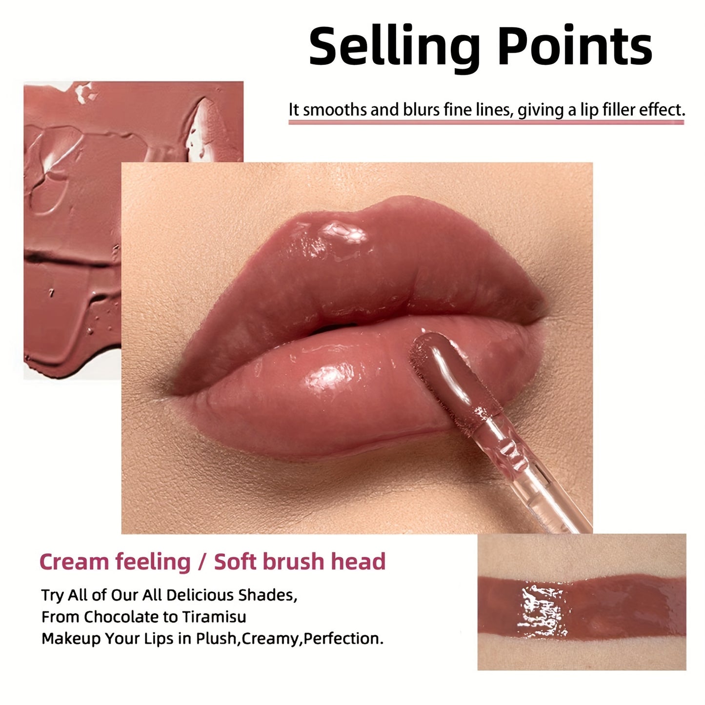 Plumping Moisturizing Gloss, Hydrating Crystal Lip Oil, Tinted Shades for All Skin Types, Instant Lip Hydration