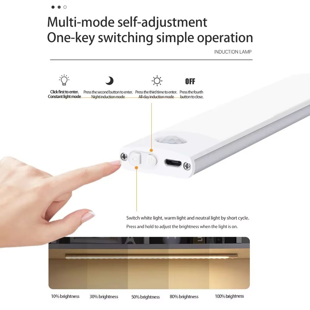 USB Rechargeable Motion Sensor LED Cabinet Light  Sleek Wireless  EasytoInstall Lighting For Home   4