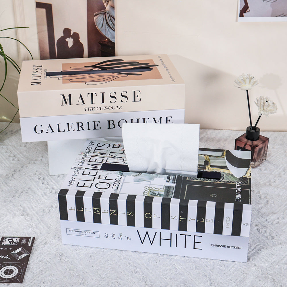 Luxury Book Style Tissue Box Cover, Elegant Napkin Holder Case for Home, Hotel, Office Decor
