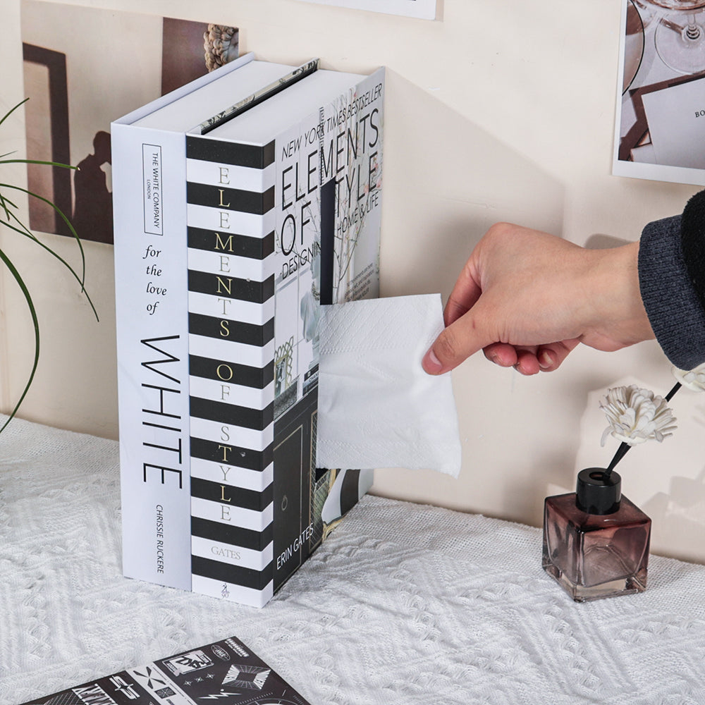 Luxury Book Style Tissue Box Cover, Elegant Napkin Holder Case for Home, Hotel, Office Decor