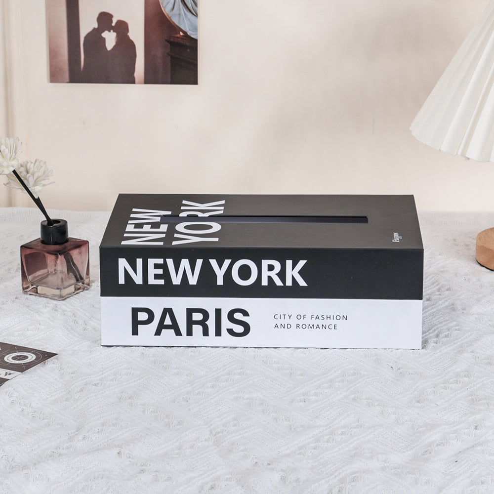 Luxury Book Style Tissue Box Cover, Elegant Napkin Holder Case for Home, Hotel, Office Decor