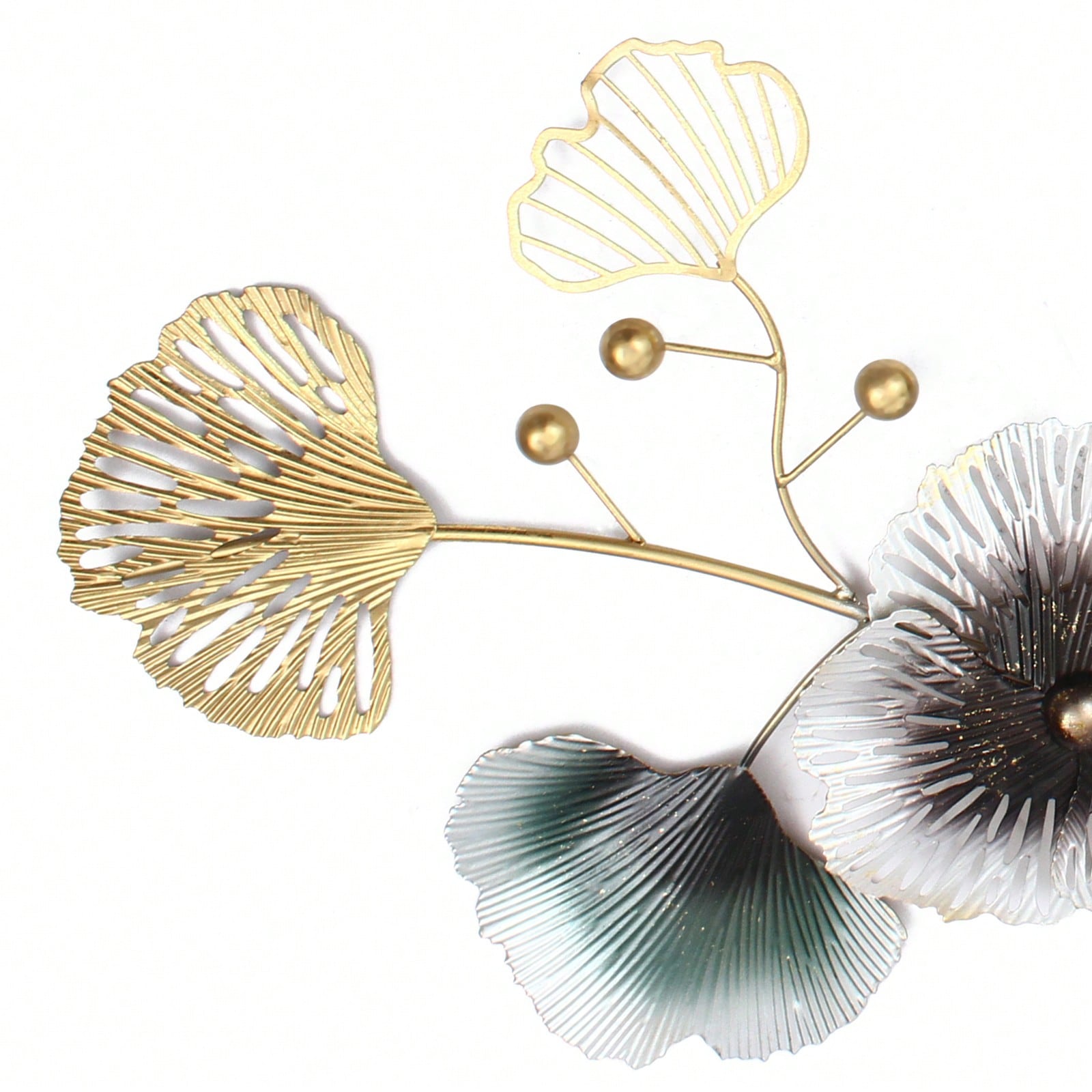 Luxury Ginkgo Leaf Wall Clock 90x45cm, Silent Modern Wall Clock for Office, Living Room, Elegant Light Luxury Decor