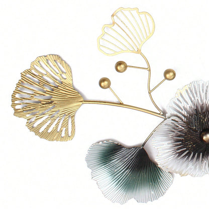 Luxury Ginkgo Leaf Wall Clock 90x45cm, Silent Modern Wall Clock for Office, Living Room, Elegant Light Luxury Decor