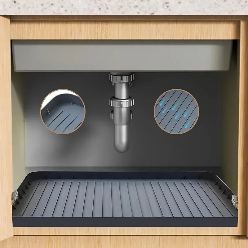 Durable Under-Sink Mat, Waterproof Drip Tray Liner for Kitchen & Bathroom Cabinets, Easy-Clean Storage Solution