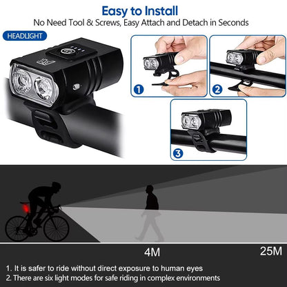 USB Rechargeable LED Bike Headlight  Waterproof EasyMount Bicycle Front Light For Road  MTB Cycling 1