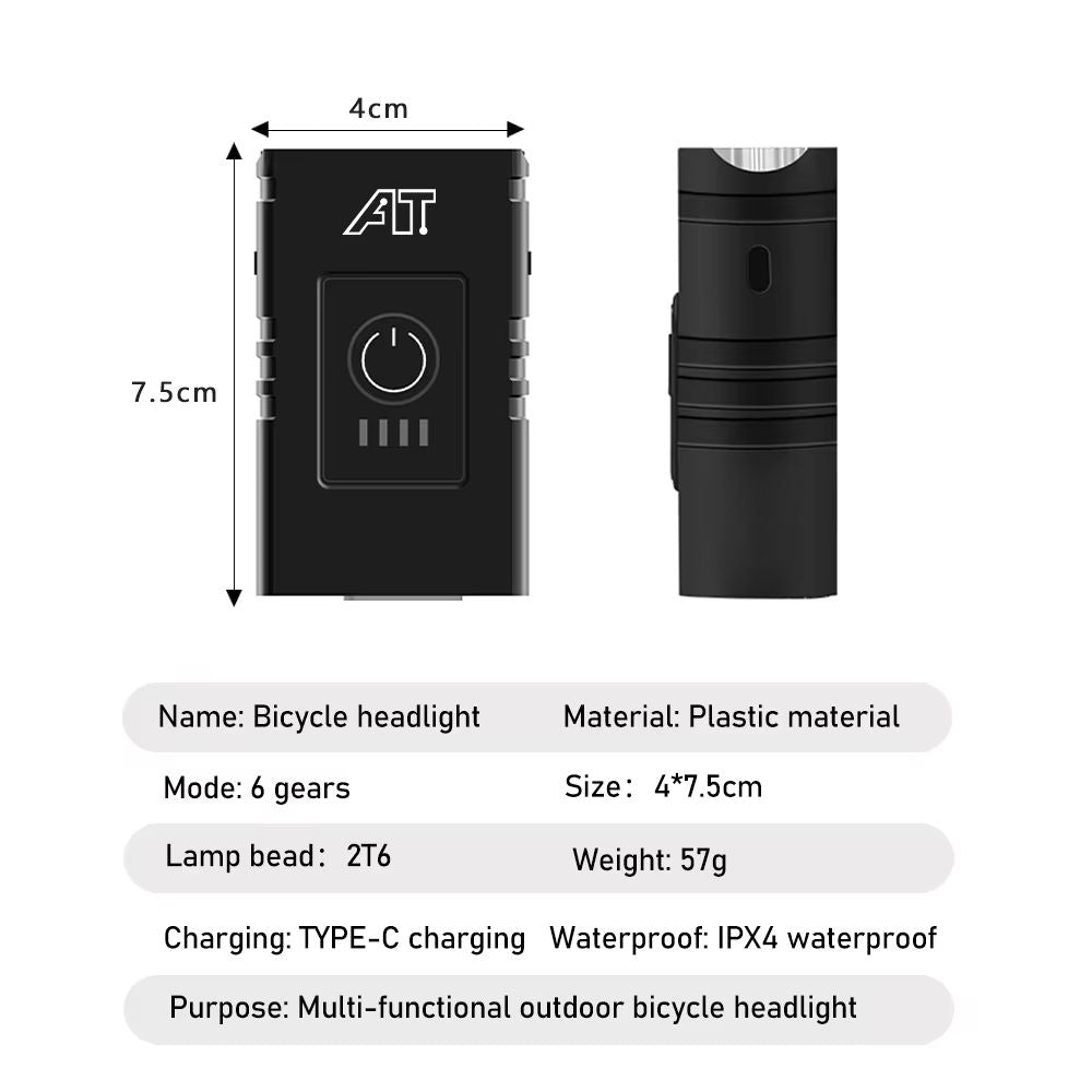 USB Rechargeable LED Bike Headlight  Waterproof EasyMount Bicycle Front Light For Road  MTB Cycling 4