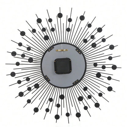 Large Sun Design Crystal Wall Clock, Crushed Diamond Modern Home Decor, Elegant Silent Quartz Clock