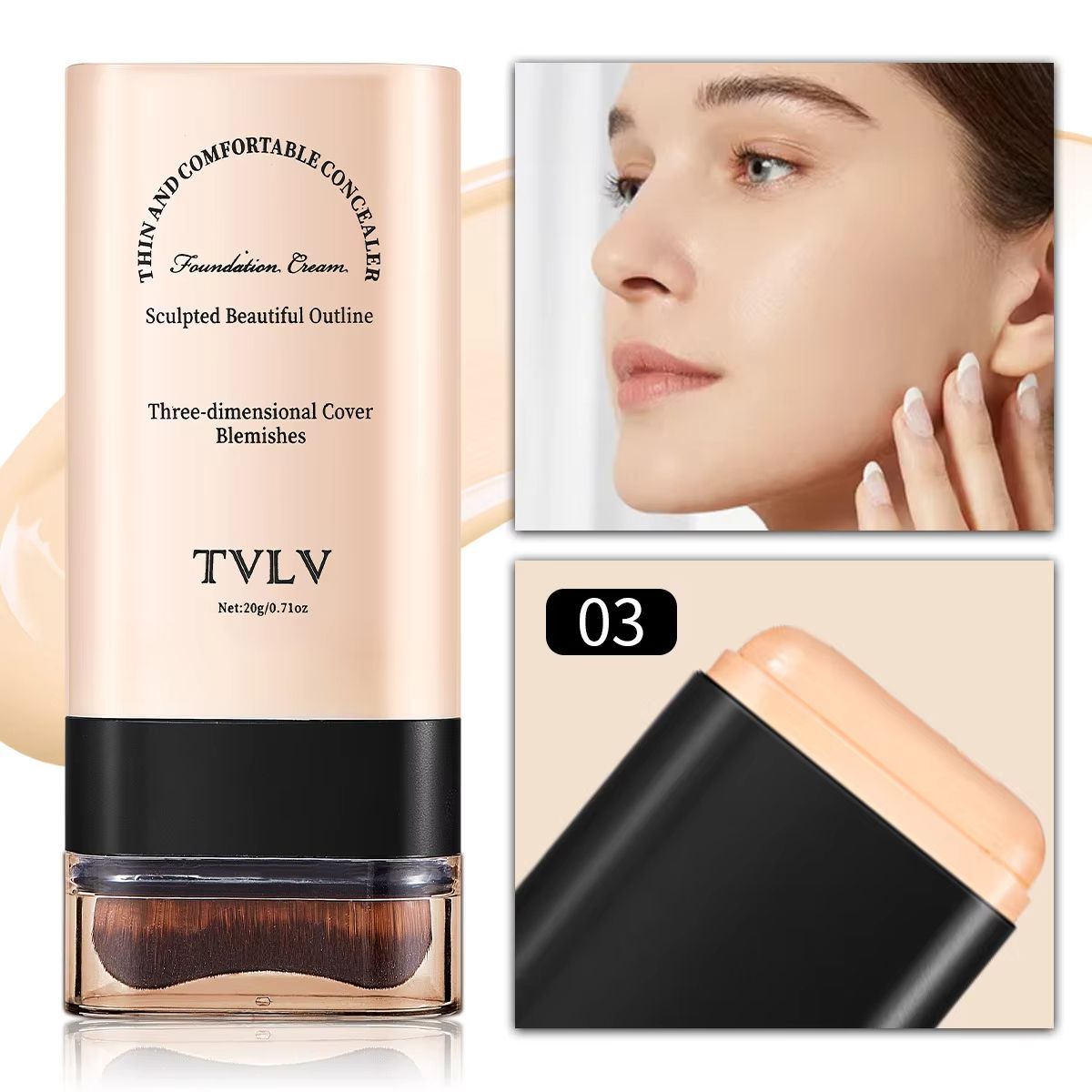 TVLV Eraser Foundation Stick  LongLasting Concealer  Liquid Foundation With BuiltIn Brush For Flawl 9