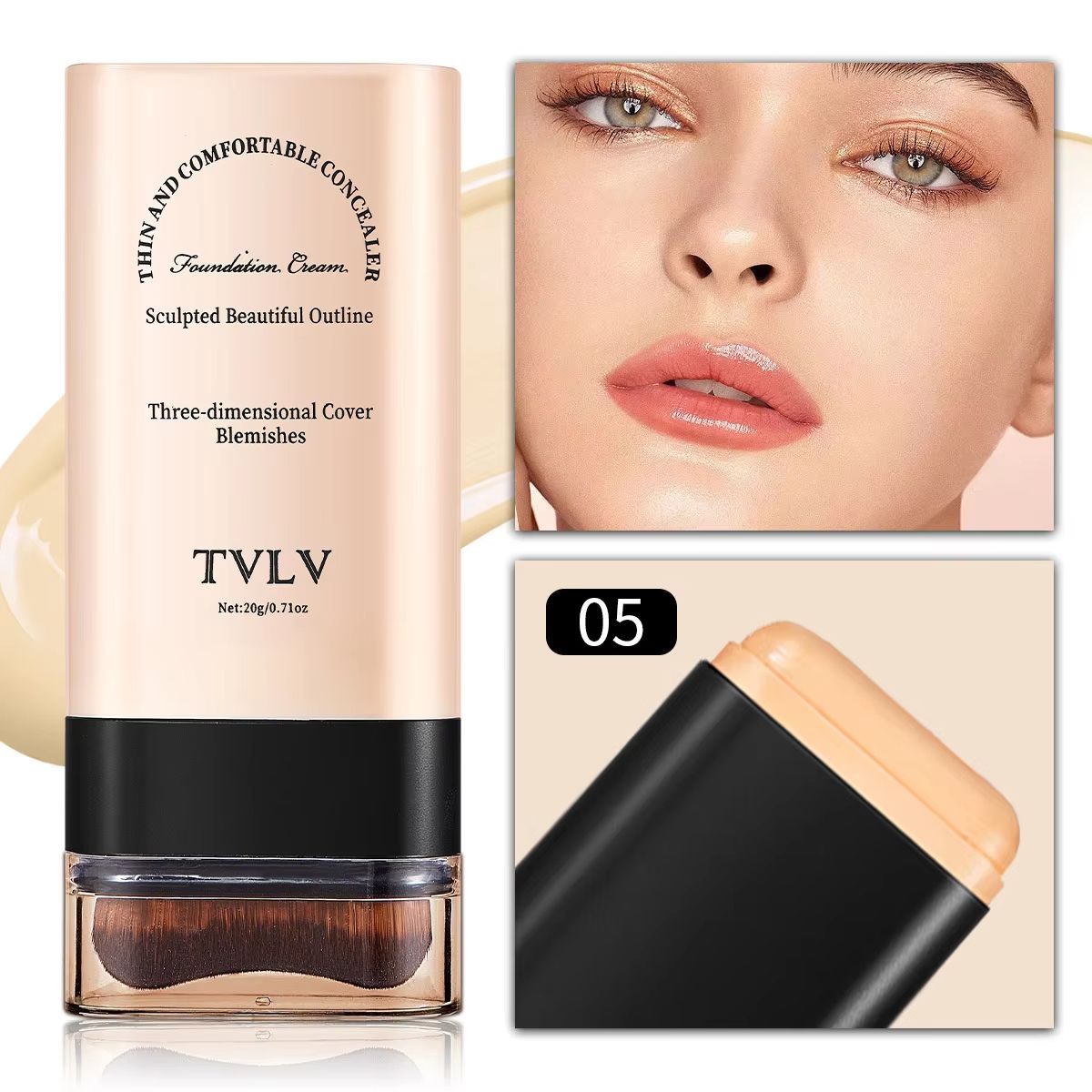 TVLV Eraser Foundation Stick  LongLasting Concealer  Liquid Foundation With BuiltIn Brush For Flawl 10