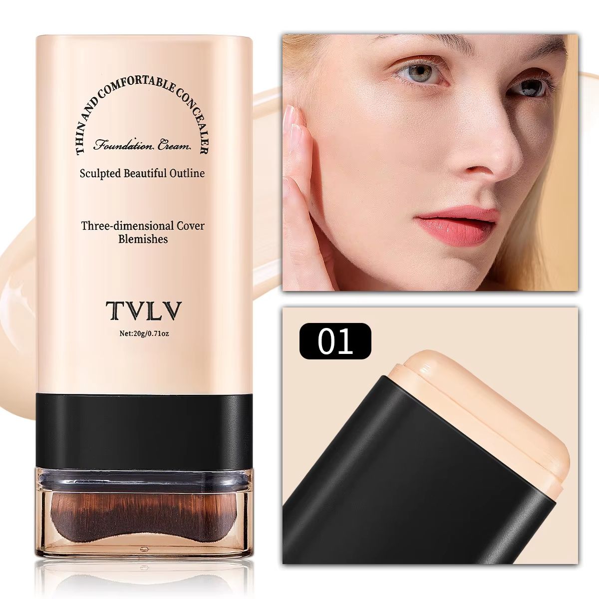 TVLV Eraser Foundation Stick  LongLasting Concealer  Liquid Foundation With BuiltIn Brush For Flawl 7
