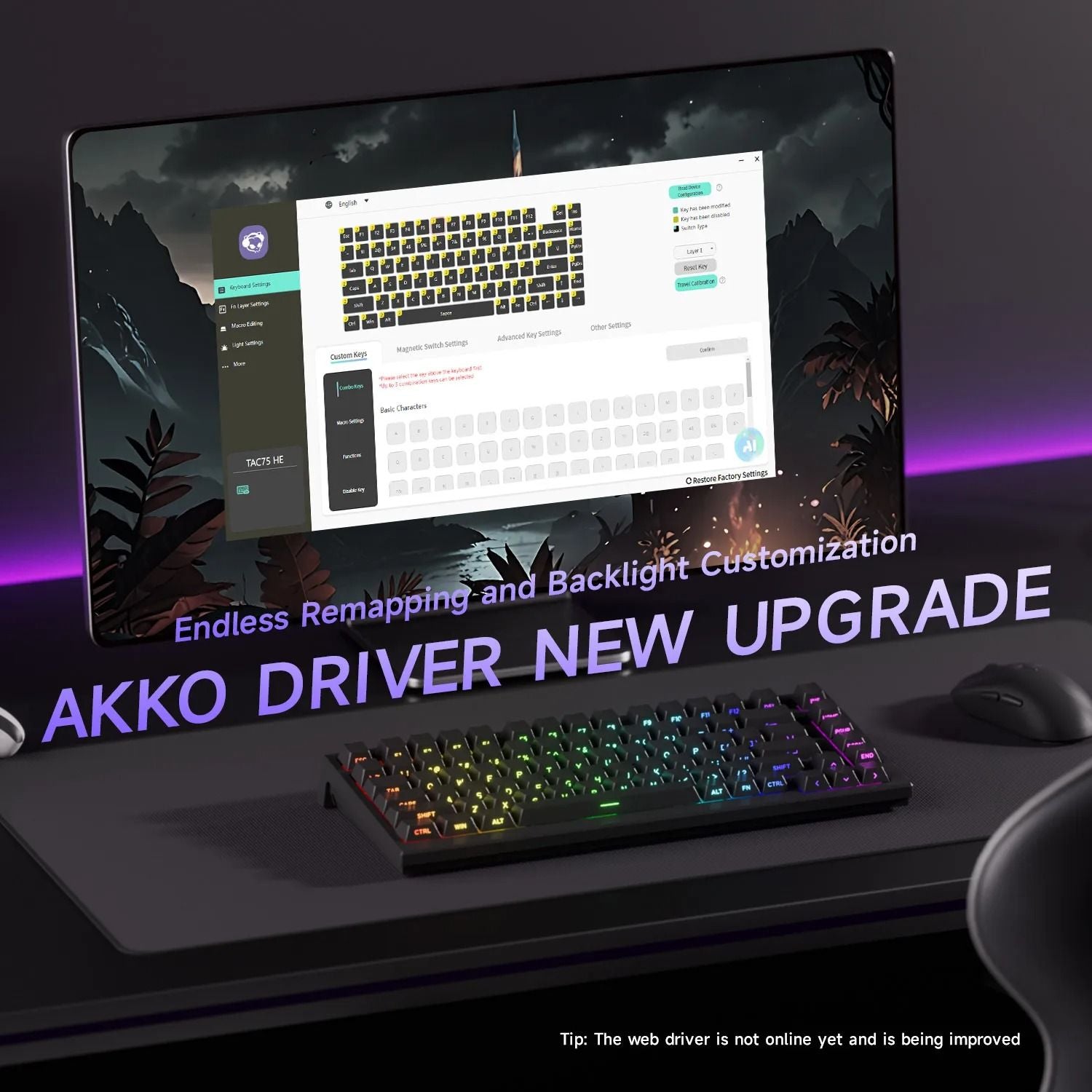 TAC75 HE Magnetic Switch Gaming Keyboard 75 Percent Rapid Trigger RGB Esports Wired Keyboard 5