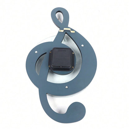 Silent Modern Musical Note Glass Wall Clock for Living Room, Decorative Glass Hanging Clock, Music Theme Wall Decor