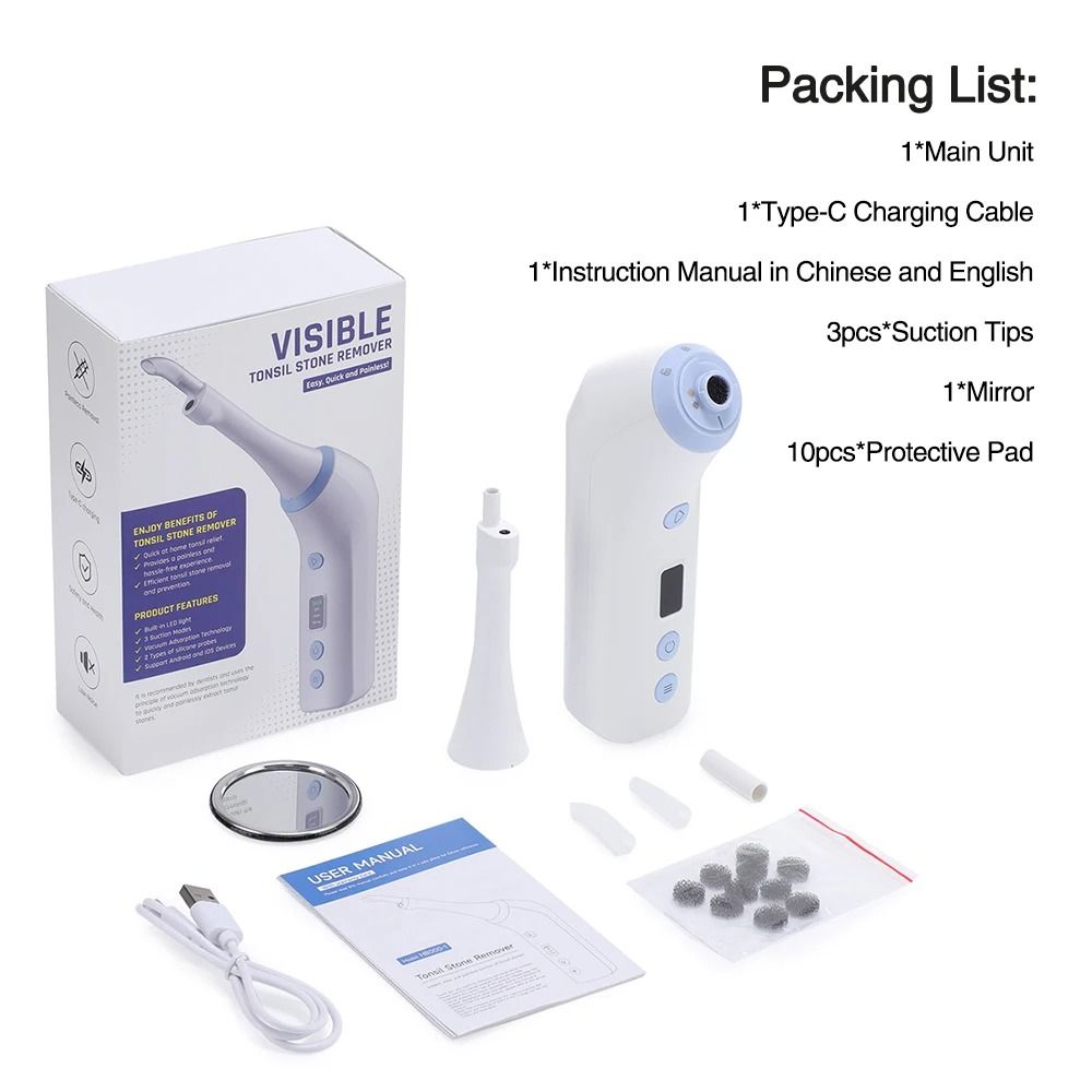 Electric Tonsil Stone Remover Tool With Visible Camera And Suction For Oral Care 8