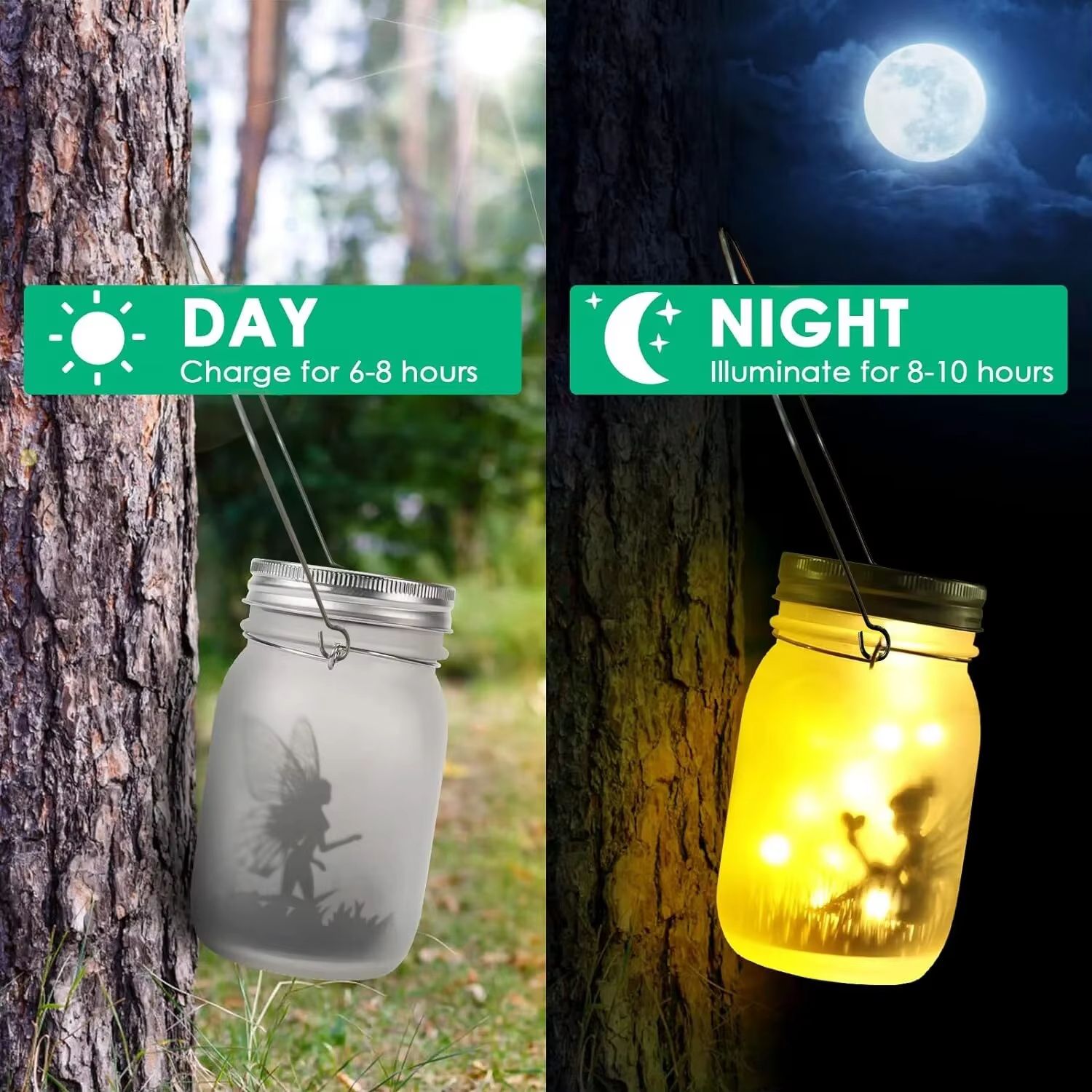 Solar Mason Jar Lantern  Waterproof Hanging Fairy Light For Garden Patio  Lawn Outdoor Decoration 2