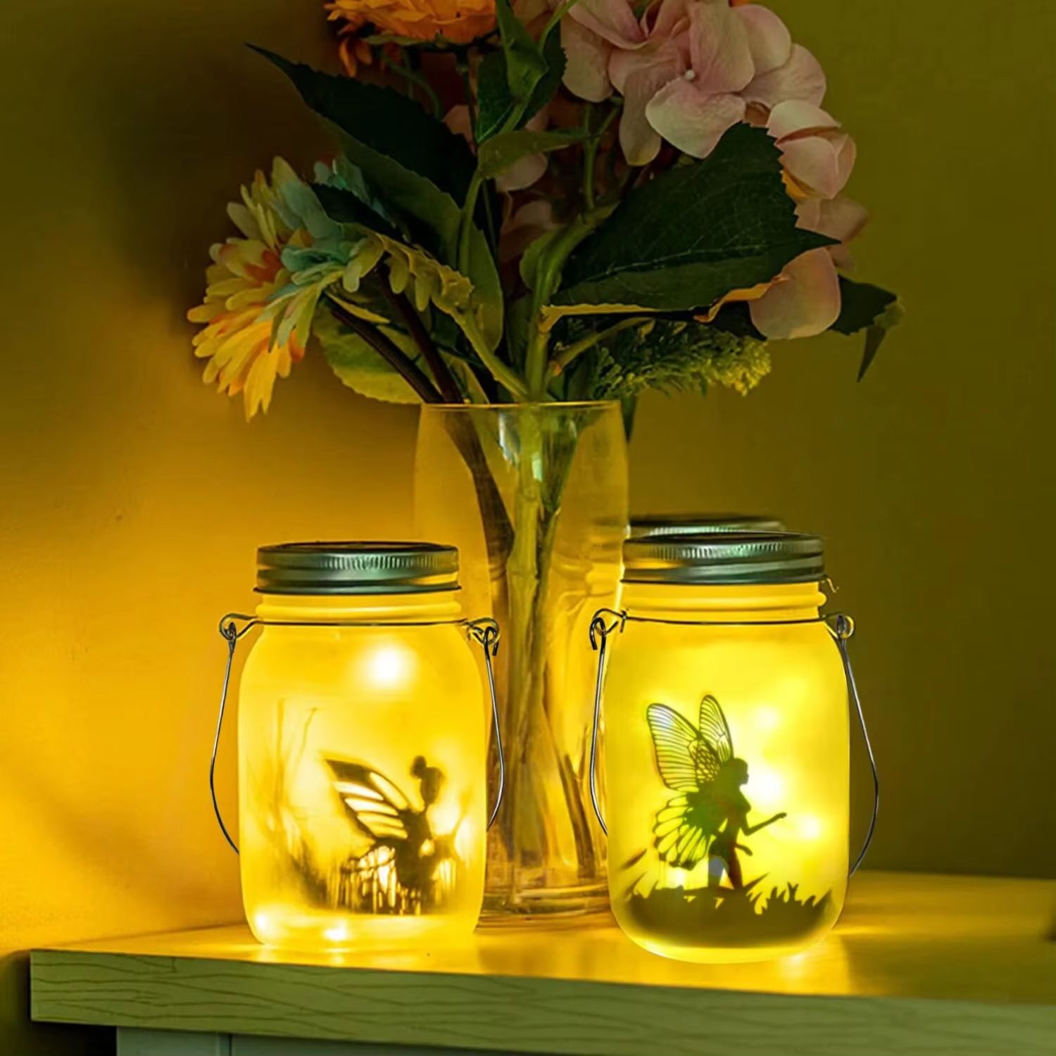 Solar Mason Jar Lantern  Waterproof Hanging Fairy Light For Garden Patio  Lawn Outdoor Decoration 5