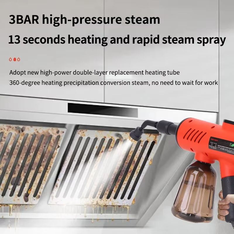 1200W HighPressure Handheld Steam Cleaner  ChemicalFree Steamer For Kitchen Hood Air Conditioner  H 4