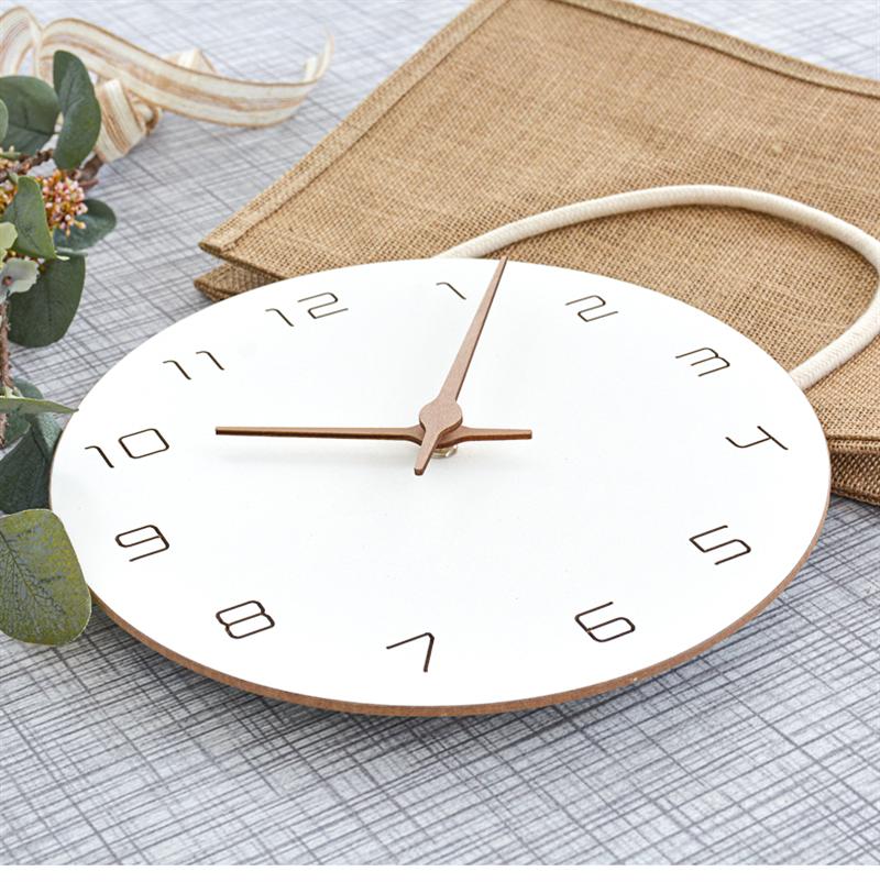 Oversized Wall Clocks Operated Wooden, Silent Non Ticking Wood Clock, White Modern Minimalist Hanging Decor