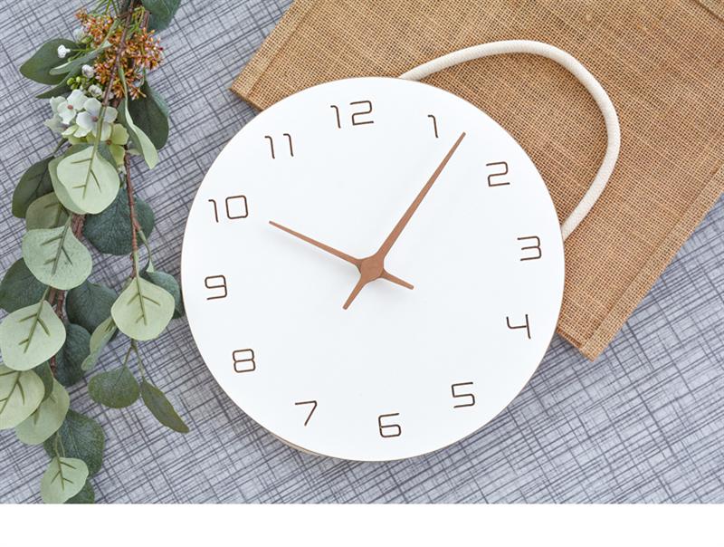 Oversized Wall Clocks Operated Wooden, Silent Non Ticking Wood Clock, White Modern Minimalist Hanging Decor
