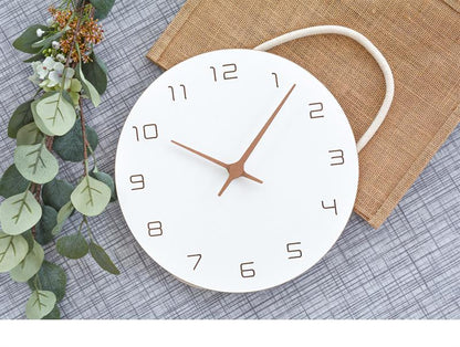 Oversized Wall Clocks Operated Wooden, Silent Non Ticking Wood Clock, White Modern Minimalist Hanging Decor