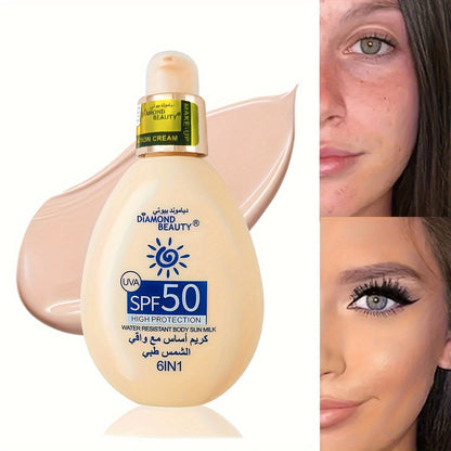 Moisturizing Cream liquid foundation, Summer Outdoor Sunscreen SPF 50, Face Body Isolation, Sunscreen Lotion Radiance
