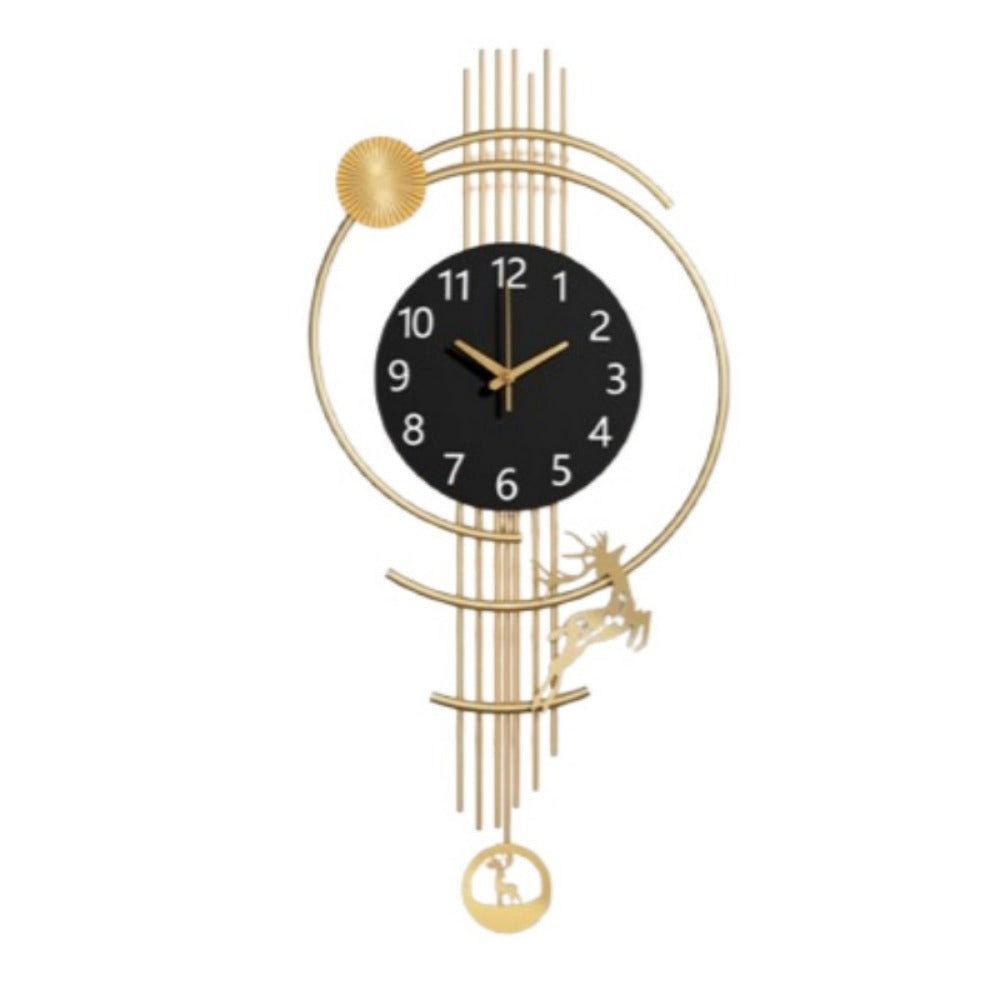Large Battery Round Wall Clock for Home Decor, Gold Black Hands Wall Watches, Designer Pendulum Relojes