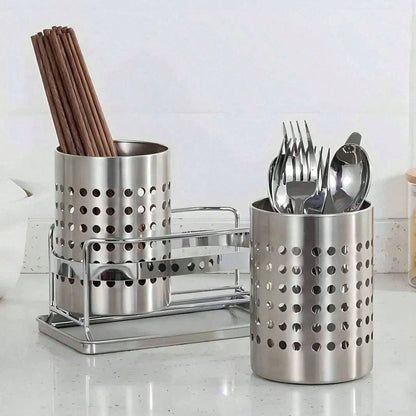 Stainless Steel Cylindrical Chopstick Cutlery Storage Box, Ideal for Home Kitchens, Restaurants Dormitories