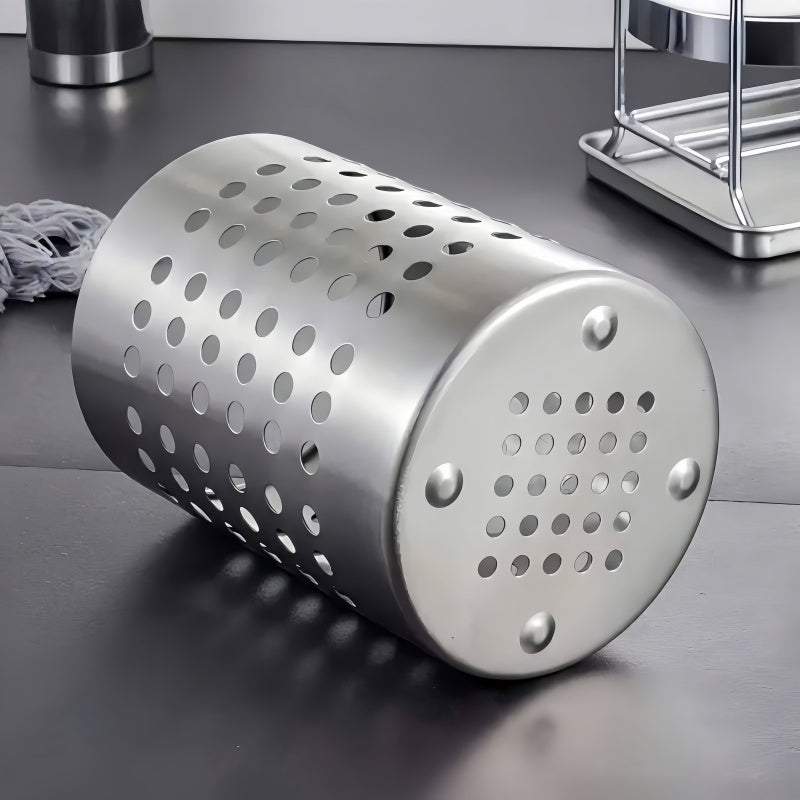 Stainless Steel Cylindrical Chopstick Cutlery Storage Box, Ideal for Home Kitchens, Restaurants Dormitories
