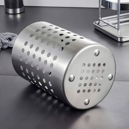 Stainless Steel Cylindrical Chopstick Cutlery Storage Box, Ideal for Home Kitchens, Restaurants Dormitories