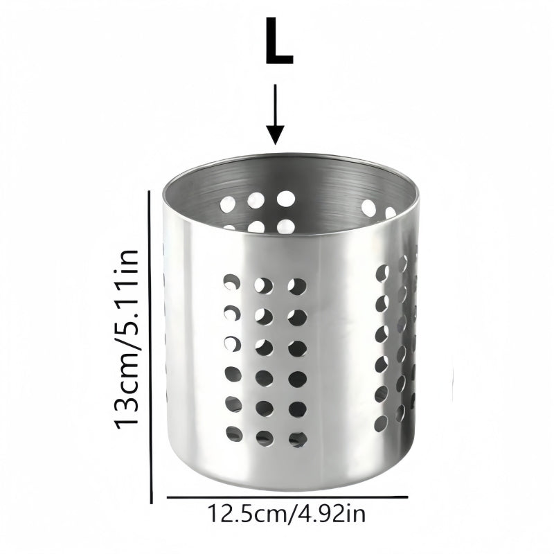 Stainless Steel Cylindrical Chopstick Cutlery Storage Box, Ideal for Home Kitchens, Restaurants Dormitories