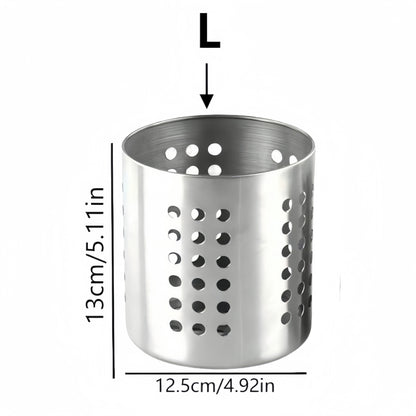 Stainless Steel Cylindrical Chopstick Cutlery Storage Box, Ideal for Home Kitchens, Restaurants Dormitories