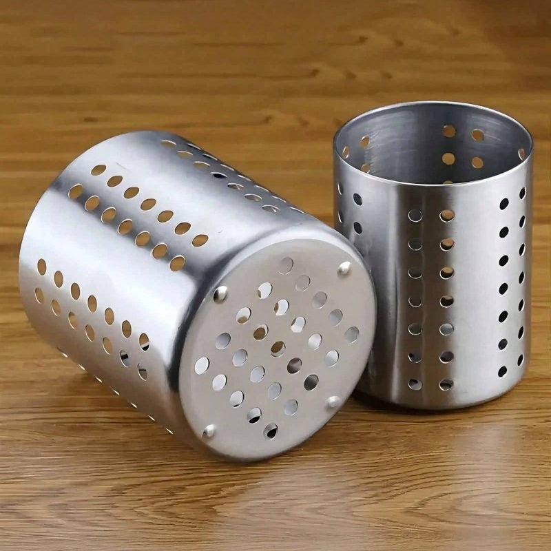 Stainless Steel Cylindrical Chopstick Cutlery Storage Box, Ideal for Home Kitchens, Restaurants Dormitories