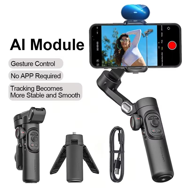 AOCHUAN 3Axis Smartphone Gimbal Stabilizer With Face Tracking  Fill Light 8