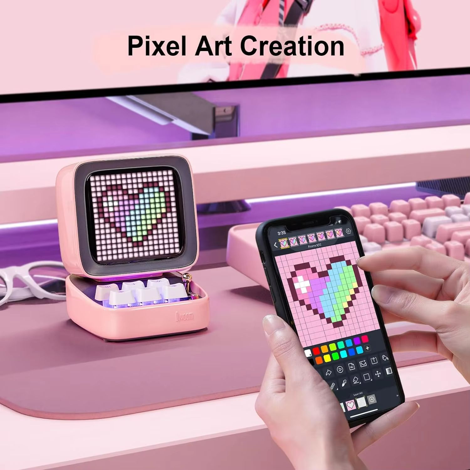 Ditoo Retro Bluetooth Speaker With Pixel Art Display  Cute Portable Speaker  Digital Clock 2