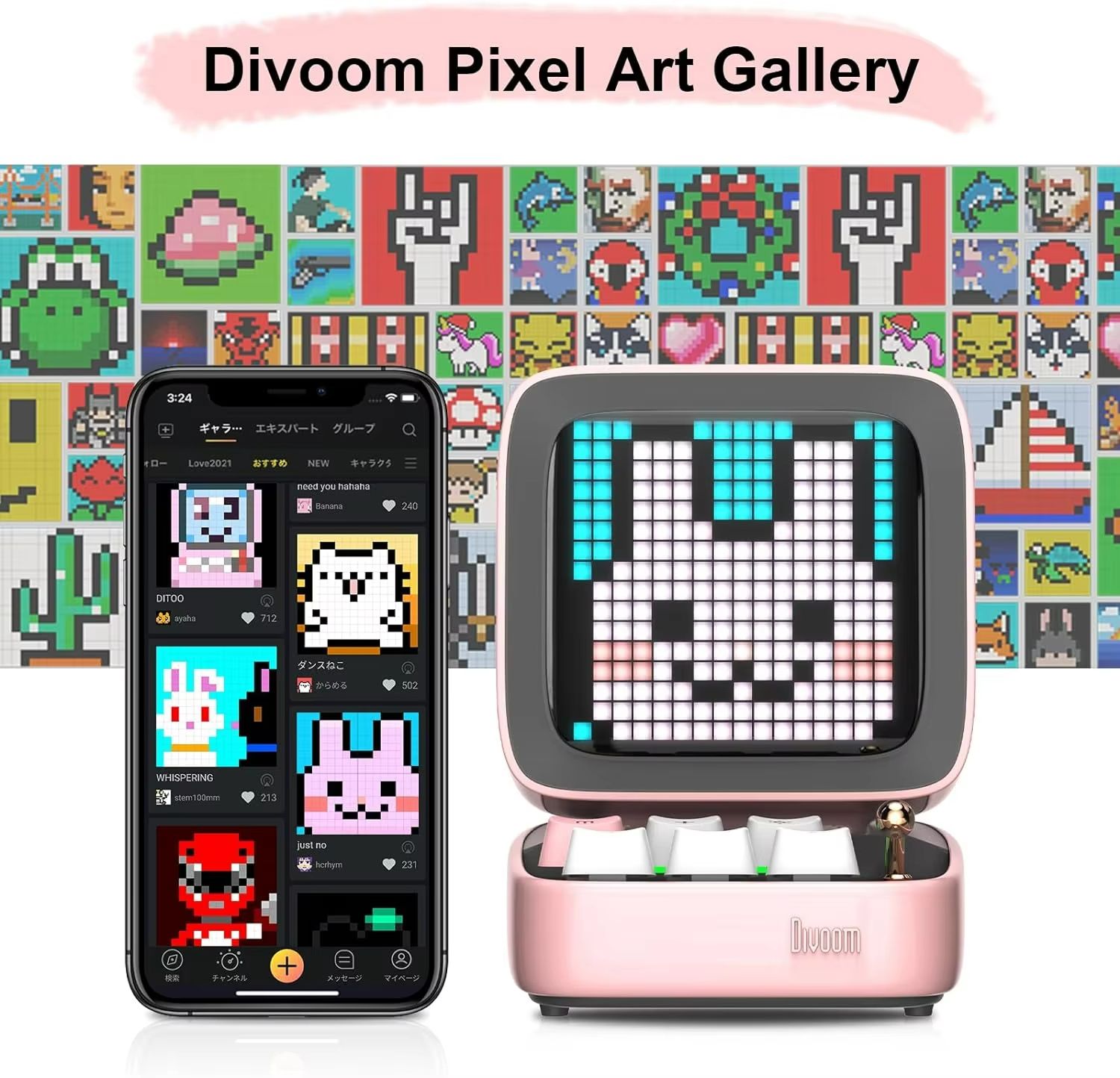 Ditoo Retro Bluetooth Speaker With Pixel Art Display  Cute Portable Speaker  Digital Clock 3