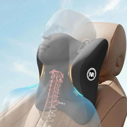 Car Lumbar And Neck Support Cushion Set Memory Foam Portable Washable 4