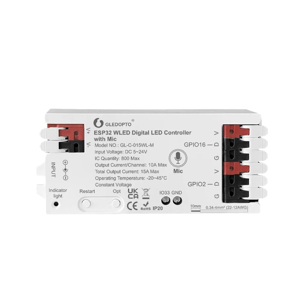 WLED ESP32 LED Controller With Mic For Addressable RGB Lighting 11