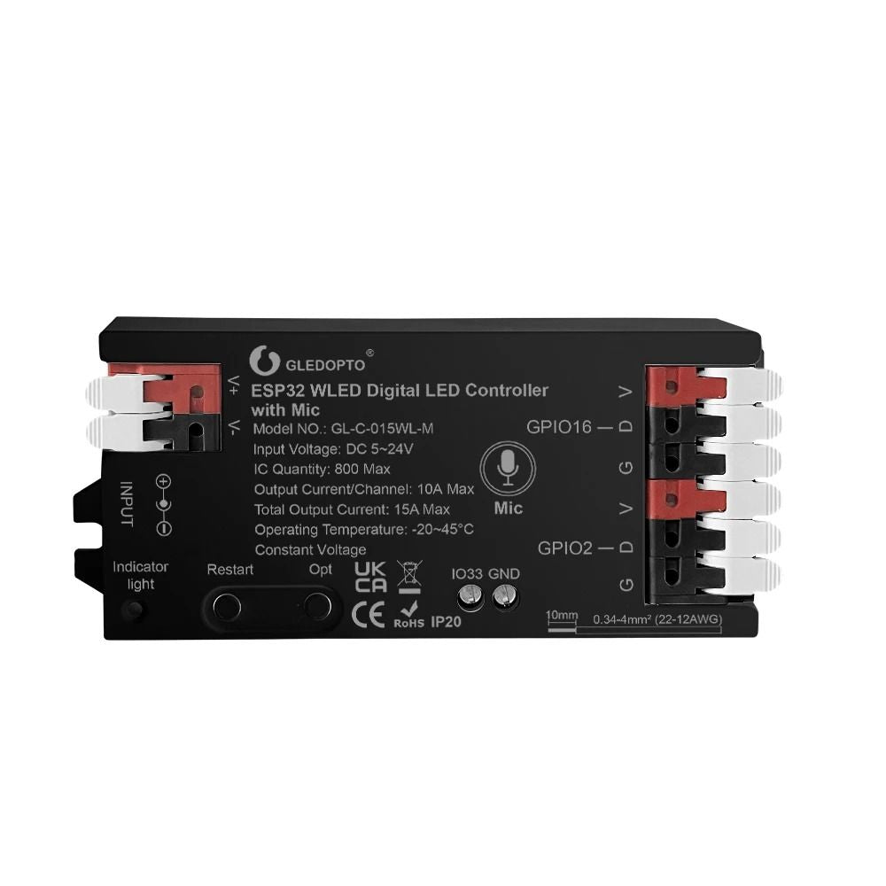 WLED ESP32 LED Controller With Mic For Addressable RGB Lighting 12