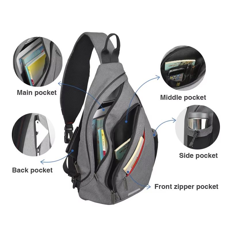 Mixi USB Sling Crossbody Backpack  OneShoulder Sports Bag For Men Women Students  Travel 4