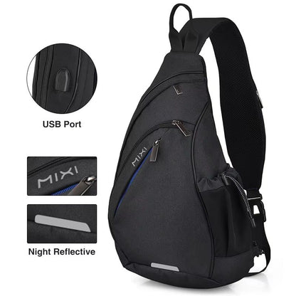 Mixi USB Sling Crossbody Backpack  OneShoulder Sports Bag For Men Women Students  Travel 6