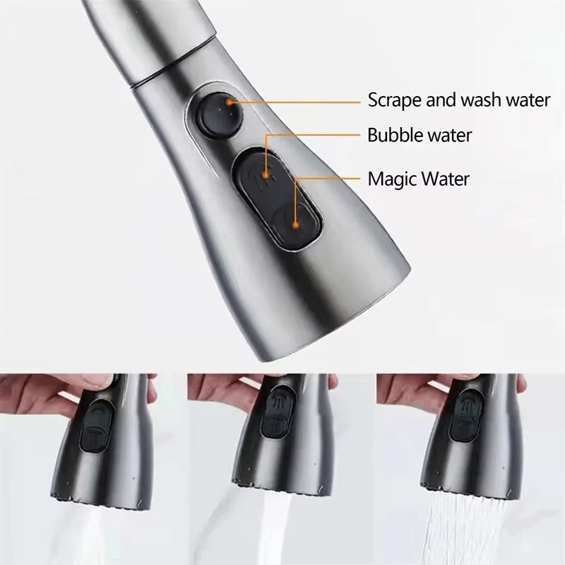 Brushed Nickel PullOut Kitchen Faucet  DeckMounted Sink Tap With Stream  Spray Modes For Hot And Co 1