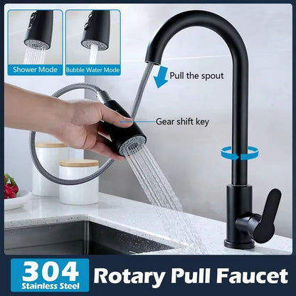 Brushed Nickel PullOut Kitchen Faucet  DeckMounted Sink Tap With Stream  Spray Modes For Hot And Co 2