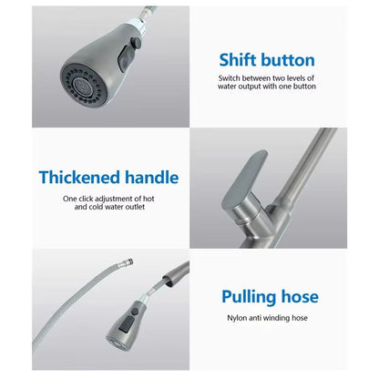 Brushed Nickel PullOut Kitchen Faucet  DeckMounted Sink Tap With Stream  Spray Modes For Hot And Co 4