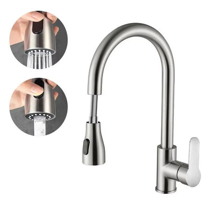 Brushed Nickel PullOut Kitchen Faucet  DeckMounted Sink Tap With Stream  Spray Modes For Hot And Co 7