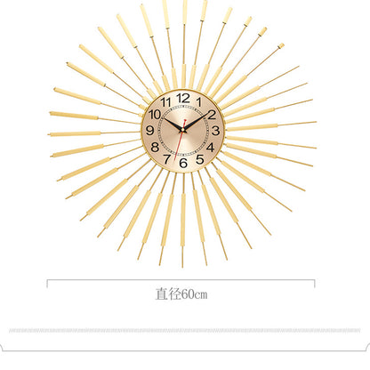 Luxury Retro Metal Gold Wall Clock for Large Rooms, Fashion Battery Operated, Silent Round Horloge Home Wall Decor