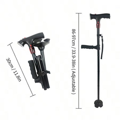 Collapsible Telescopic Walking Cane With LED Light And Alarm  Folding Cane For Seniors With Adjusta 4