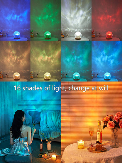 Crystal Mood Lamp Home Bedroom Decor, New Water Ripple Projector Night Light, Aesthetic Christmas Sunset Light Gift