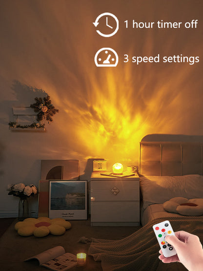 Crystal Mood Lamp Home Bedroom Decor, New Water Ripple Projector Night Light, Aesthetic Christmas Sunset Light Gift