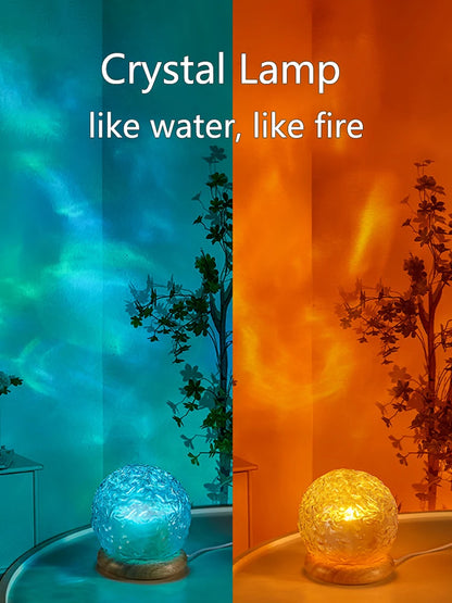 Crystal Mood Lamp Home Bedroom Decor, New Water Ripple Projector Night Light, Aesthetic Christmas Sunset Light Gift